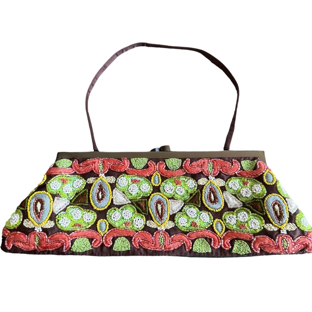 Santi Embroidered and Beaded Mini Clutch Purse